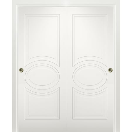 Vdomdoors Closet Bypass Interior Door, 72" x 96", White MELA7001DBD-WS-7296